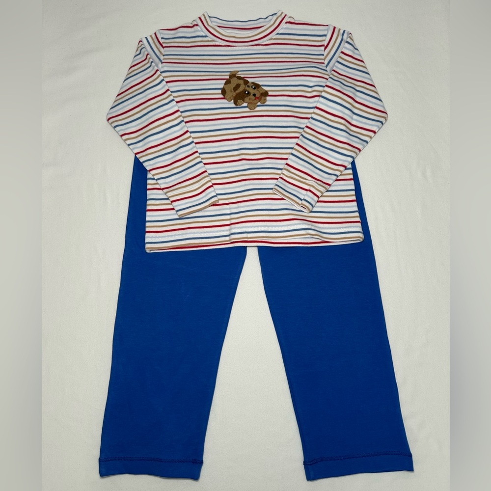 Striped L/S Top w/ Matching Blue Pants